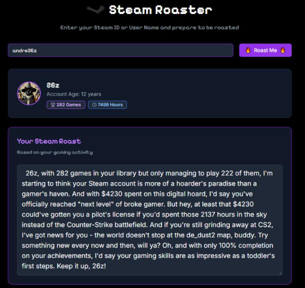 Roast My Steam